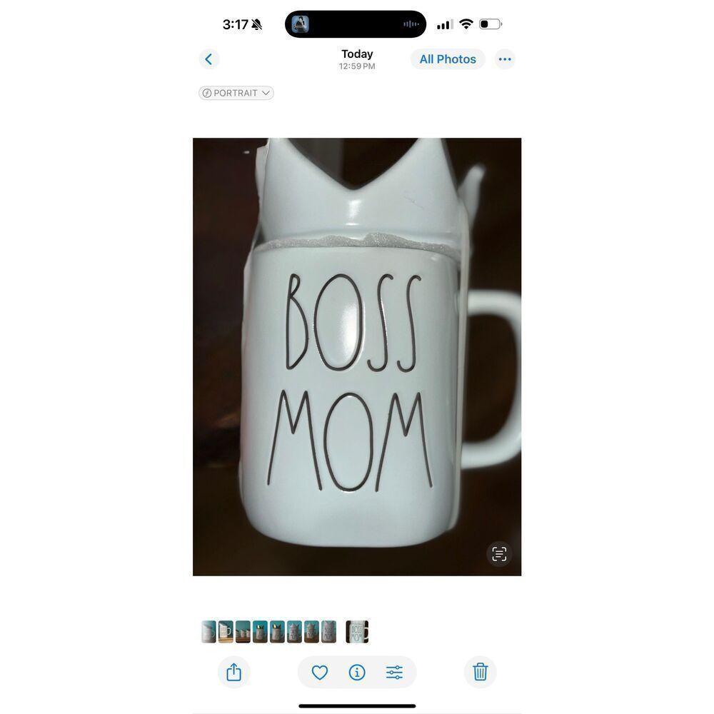 Rae Dunn BOSS MOM Crown Topper Ceramic Mug   Blue